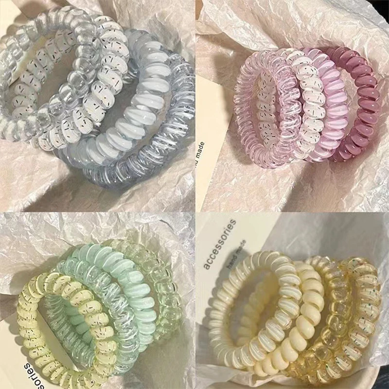Set of 4 Spiral Hair Ties - Elastic Headbands & Scrunchies