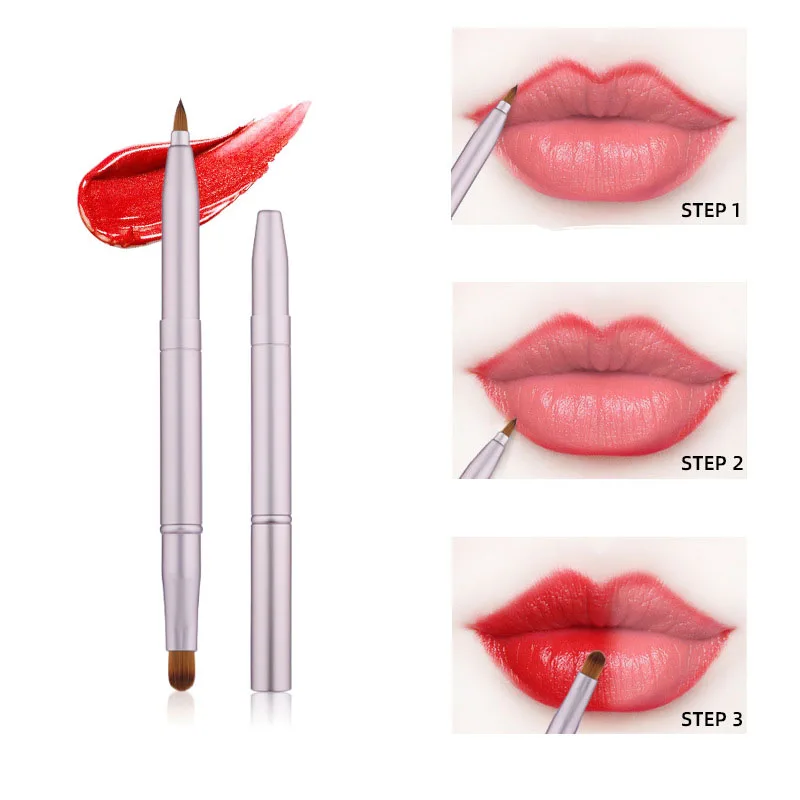 Retractable Lip Makeup Brush Lipstick Lip Gloss Brush Telescopic Dual Use Eyeshadow Beauty Tool With Protect Cap