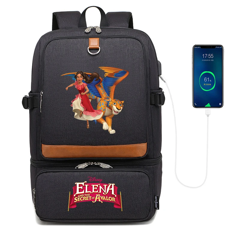 

Рюкзаки Disney Elena of Avalor, рюкзак для ноутбука, сумки с изолированным отделением, водонепроницаемая сумка-холодильник с USB, школьная сумка для пикника
