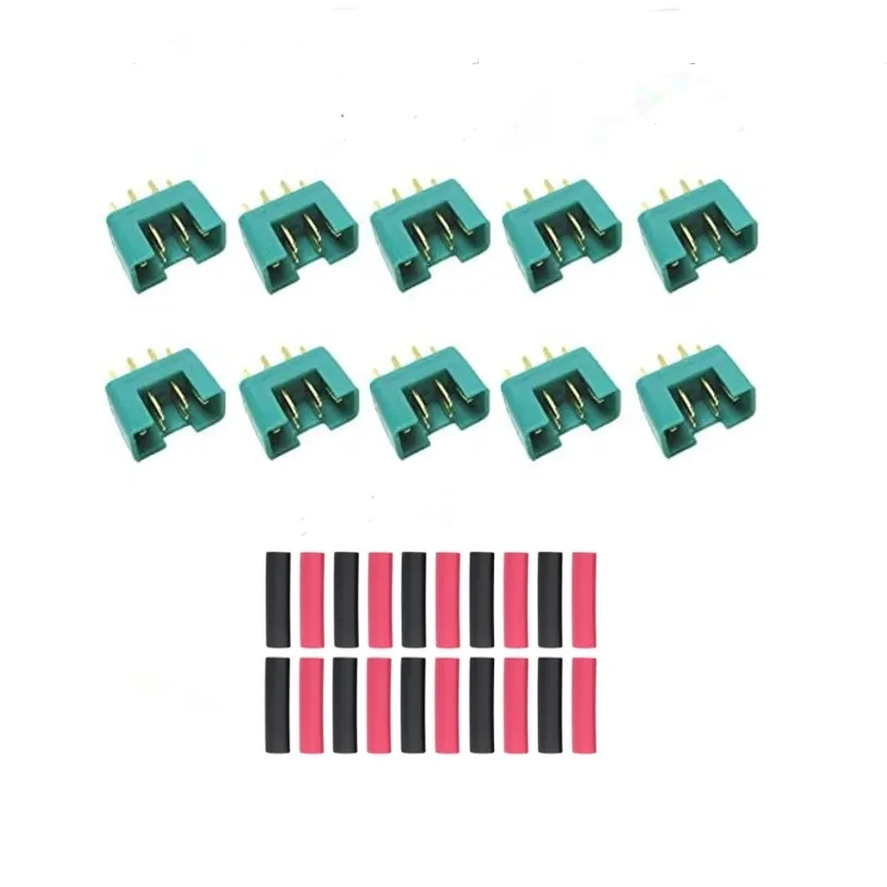 10 Paia Di Connettori MPX A Spina Esagonale Verde - Presa Multiplex A 6 Pin Con Guaina Completa Per Batterie RC E Quadricotteri
