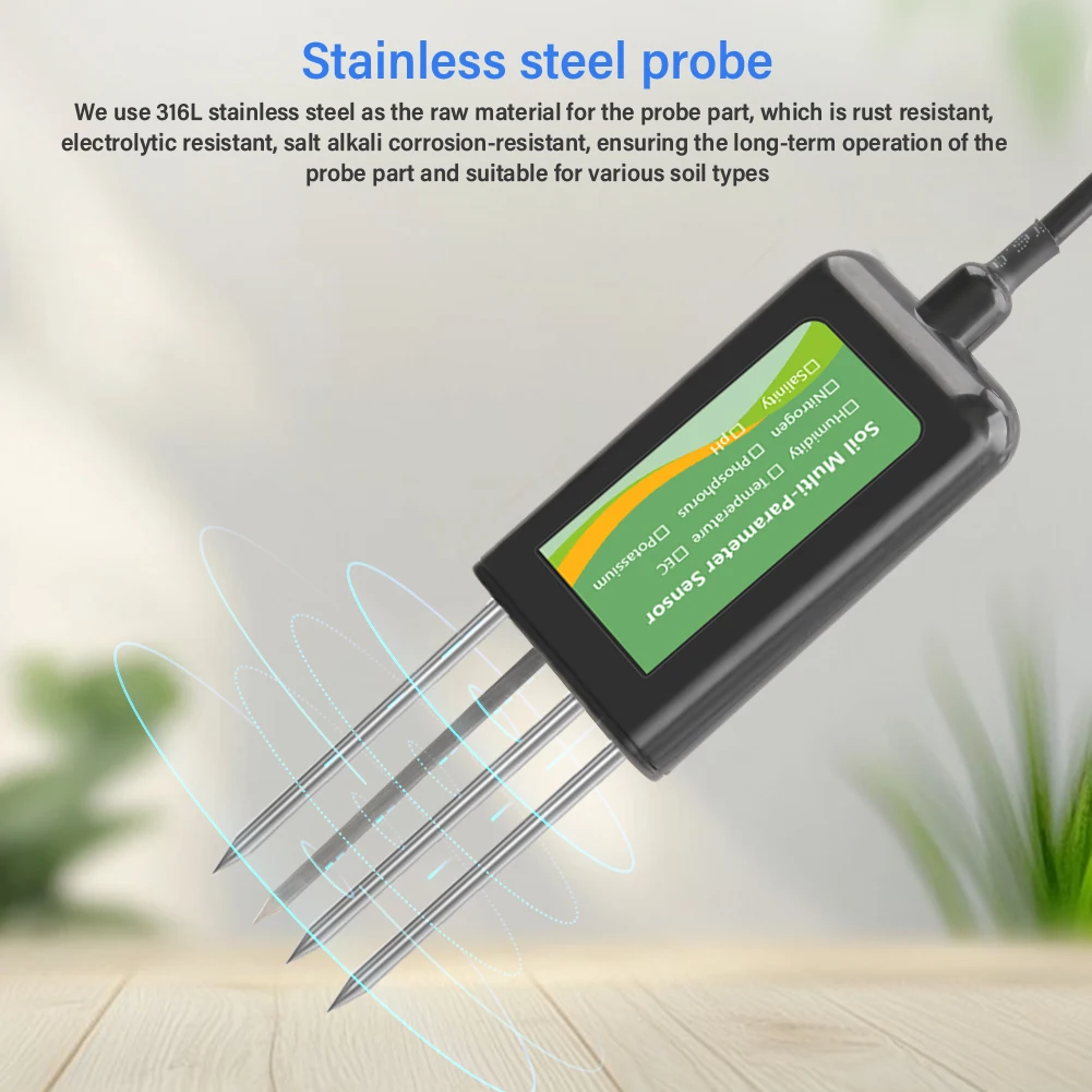 Soil Multi-Parameter Sensor RS485 8-in-1 pH EC Moisture Temperature Salinity NPK