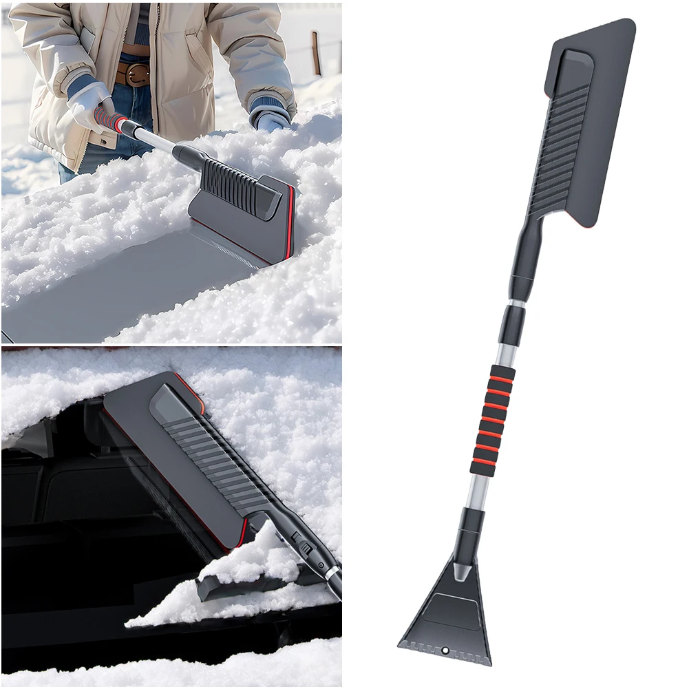 Portable Snow Shovel Detachable Car Snow Glass Remover Retractable Ice Scraper Remover Flexible Adjustable Car Wash Accessories
