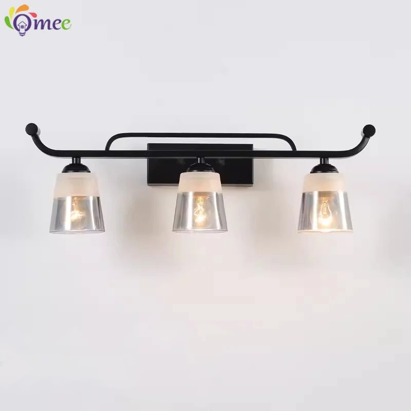 Retro Glass Mirror Lights LED Vanity Cabinet Wall Lamp Loft Vintage Metal Triangle Oval Clear Wall Light Industrial Wall Sconce