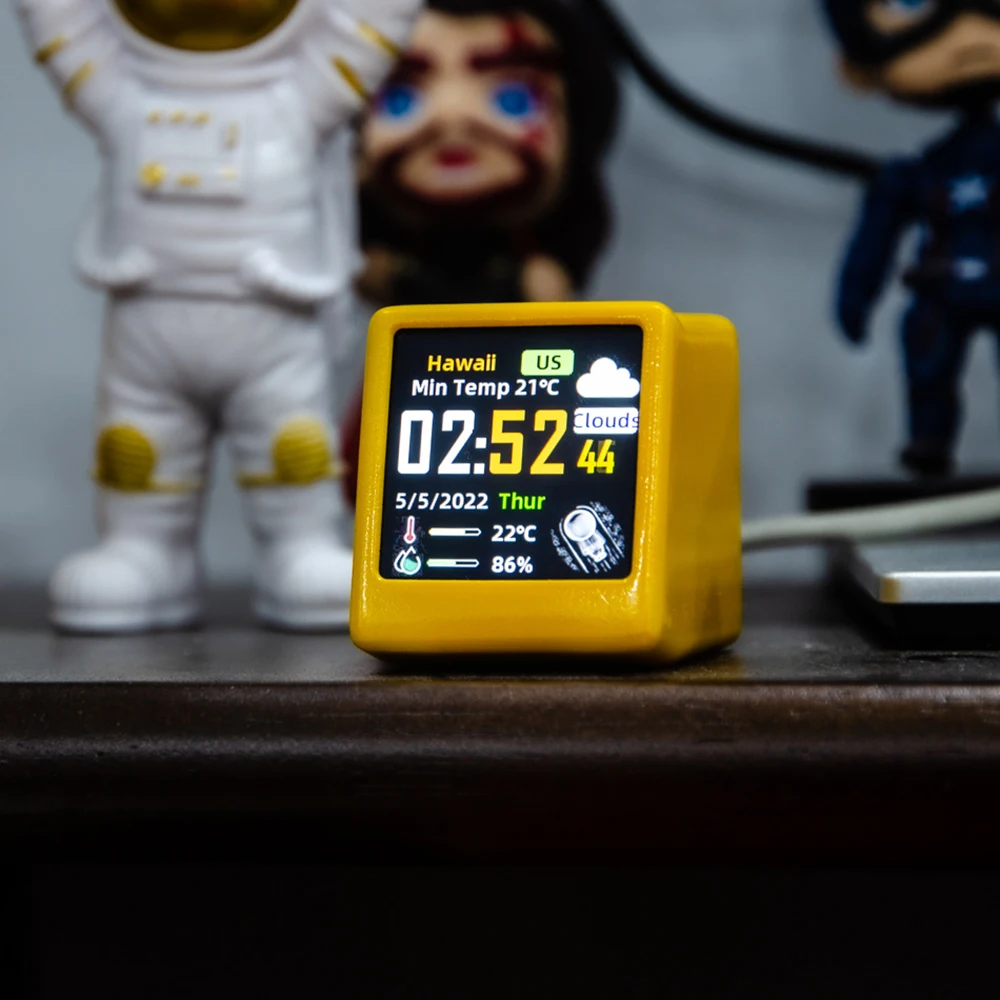 Small Portable Smart Wifi Weather Station Display Weather Temperature Humidity Time Alarm Clock Desktop Decoration Weather Station Display Mini Weather Clock