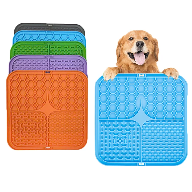 Poursweet Dog Lick Mat with Suction Cups Slow Feeders Licking Pet Anxiety Relief Cat Training for Food Yogurt Peanut Butter 6