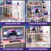 L-Shaped PC Gaming Desk with LED Lights & Power Strips with Storage with Monitor Stand & Hook  63'' Large L Shaped Gaming Desk 5