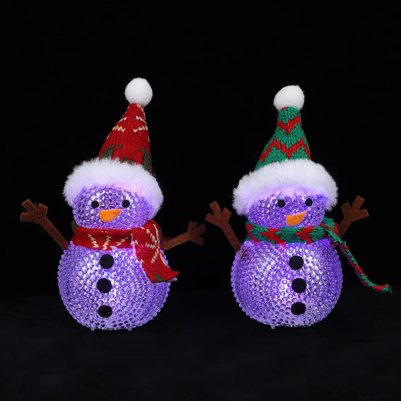 

2 PCS Indoor Christmas Decorations Luminous Snowman Ornament Household Statue Desktop Decorative Xmas Craft Baby