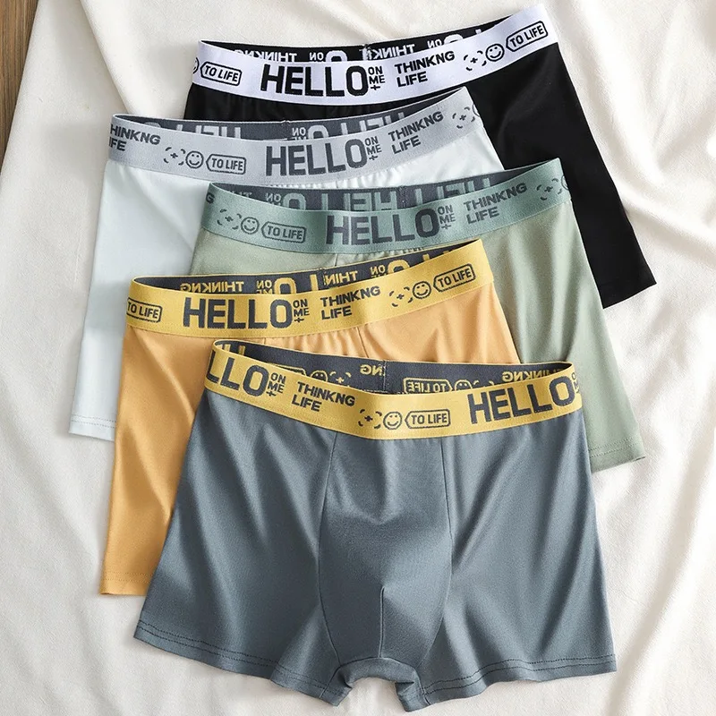 Men's Mid-Waist Thin Briefs Breathable Comfortable Large Size Sports Boxer Shorts Youth Flat Briefs Underwear Polyester Fiber 1