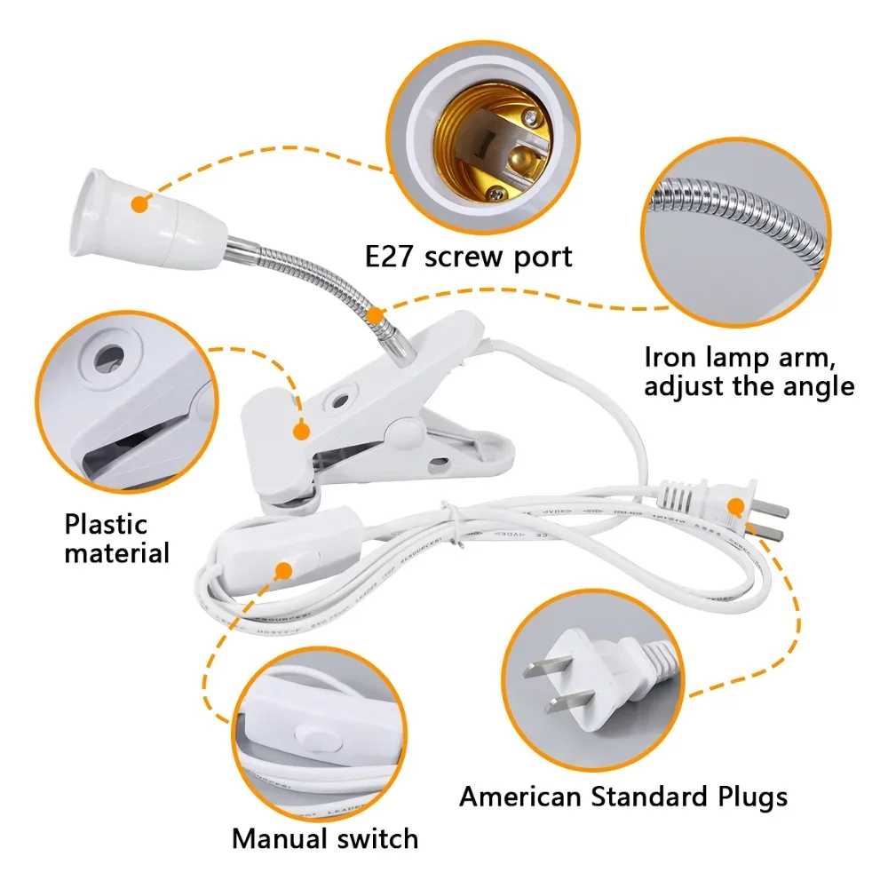 Power Supply Board Lamp Power Cord E26 Clamp Holder Pin Plug Pendant Light Power Cord with E27 Clamp Holder Lamp Socket