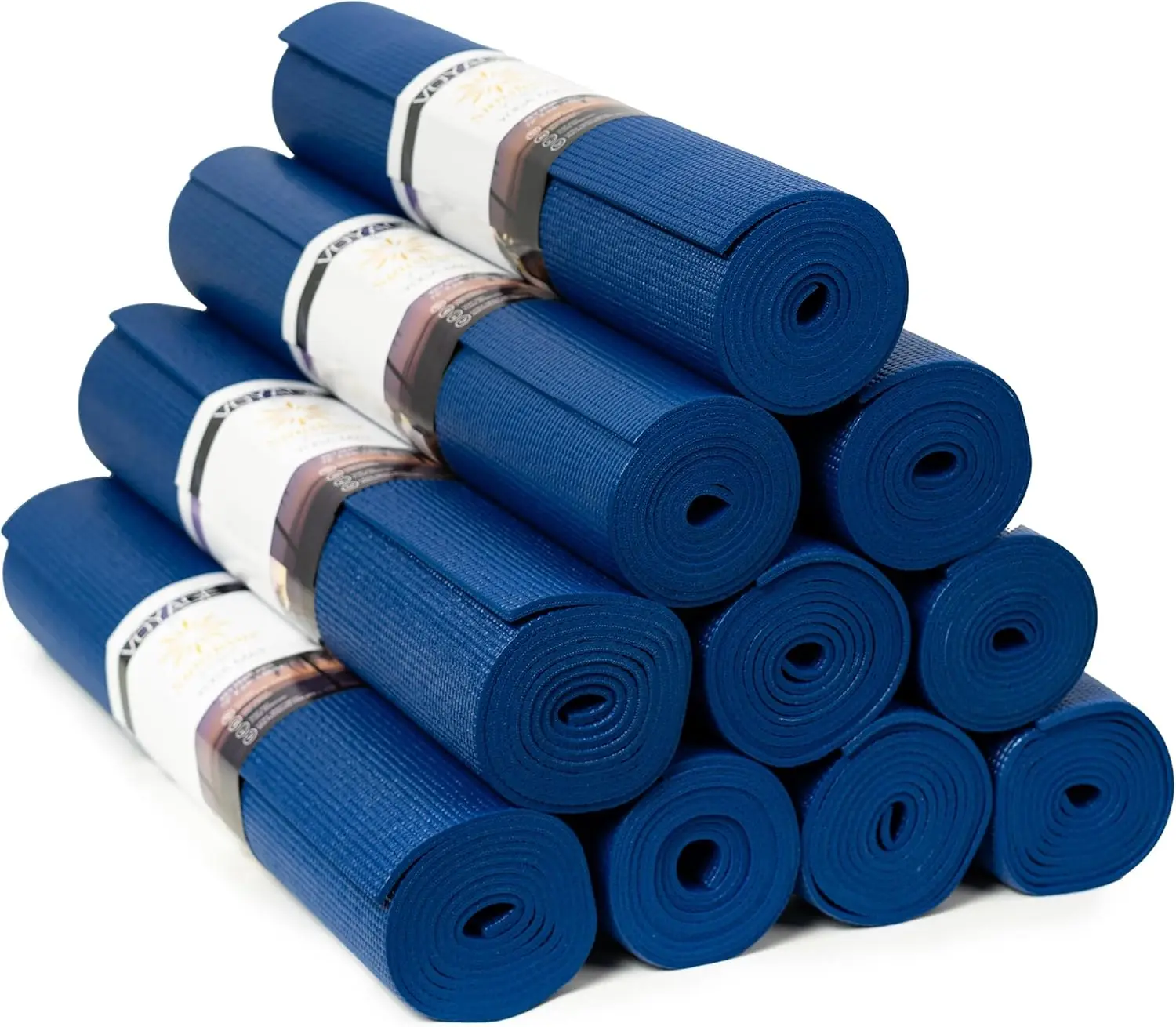 Yoga Voyage Yoga Mat, 10 Pack, 72" x 24" Professional Studio and Gym Bulk Yoga Mats, 5mm Thick, Durable, Anti-Tear, Non Slip Fit
