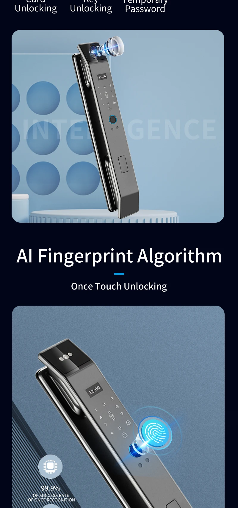 XSDTS Wifi Tuya APP Face Recognition Smart Door Lock with Camera Video Call Voice Intercom Digital Door Lock Automatic Door Lock