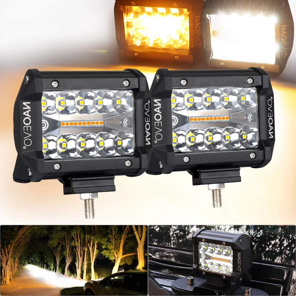 NAOEVO 3''4''7''12인치 4x4 오프로드 LED 라이트 바 12v 240W 안개 실행 Led 작업 조명 6 모드 트랙터 지프용 메모리 기능
