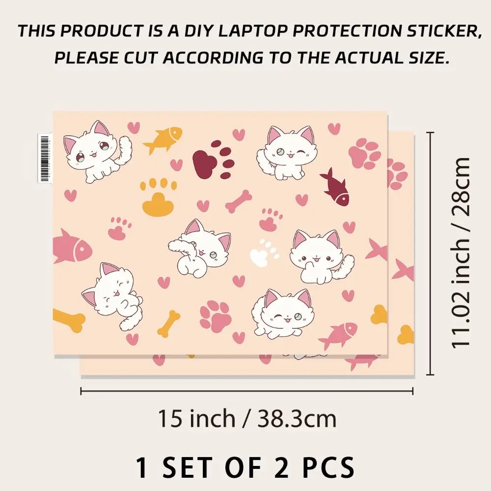 DIY 15인치 노트북 스티커 스킨 귀여운 고양이 A+C 사이드 노트북 컴퓨터 커버 스킨 (맥북/HP/델/레노버/에이서/아수스 호환)