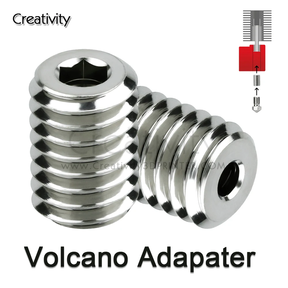 Nickel Plated for E3D V6  Hotend Adapter Volcano Crazy Heating Block CHT High Flow Volcano Copper Connector for E3DV6 Nozzle