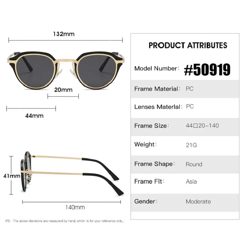 2024 New Fashion Classic Round Women Sunglasses Personalized Metal Leg Design Retro Ocean Film Men\'s Outdoor Driving Glasses
