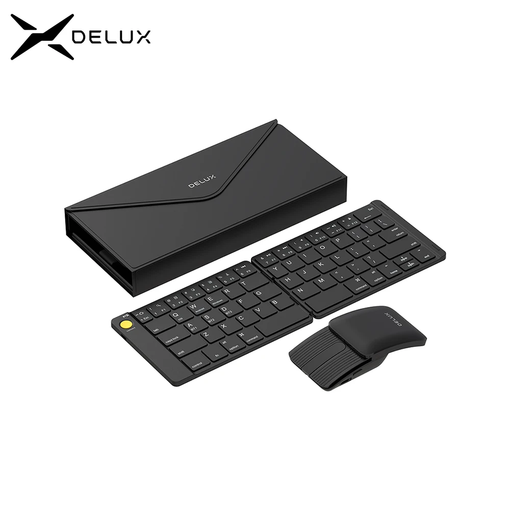 Delux-pockcombo para Bluetooth sem Fio Portátil e Multi-dispositivo Teclado e Mouse Comb Recarregável para Windows Mac Android