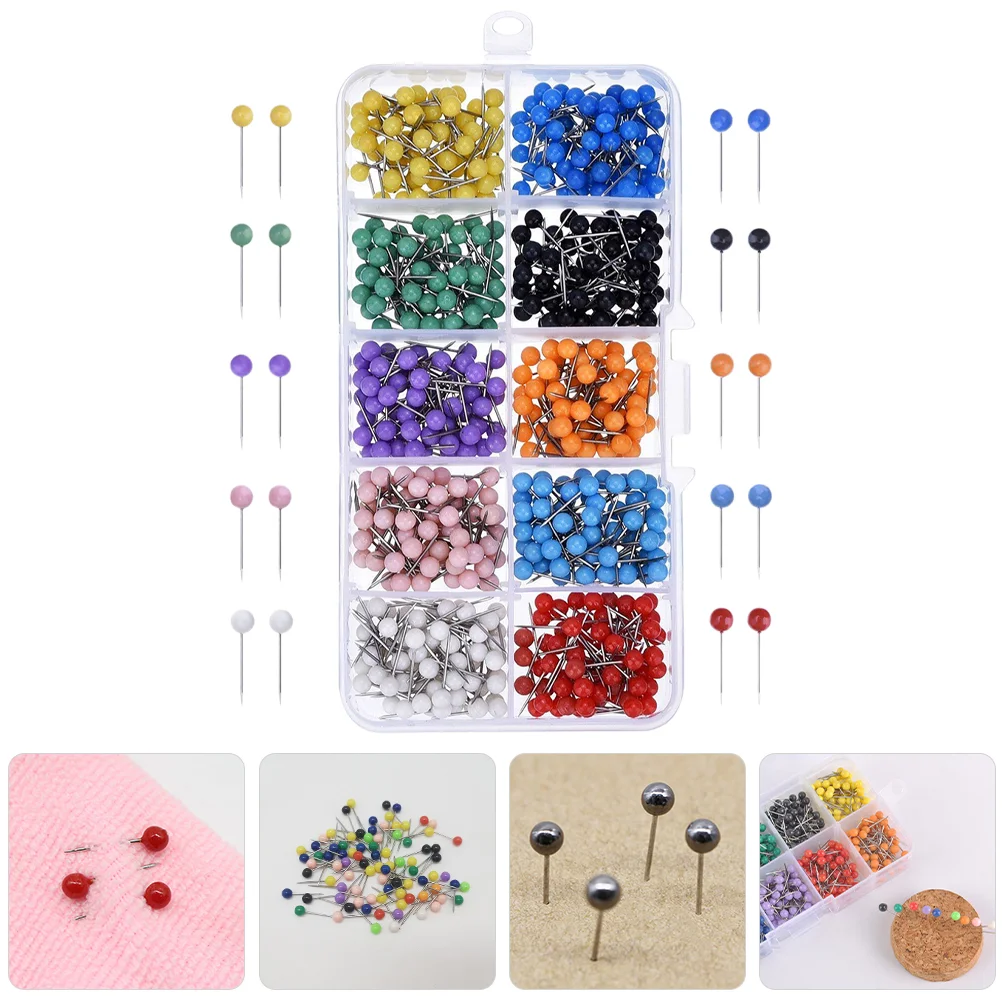 

600Pcs Push Pins Map Tacks Decorative Thumbtacks Assorted Color Round Head Push Pins Stainless Point Travel Map Cork