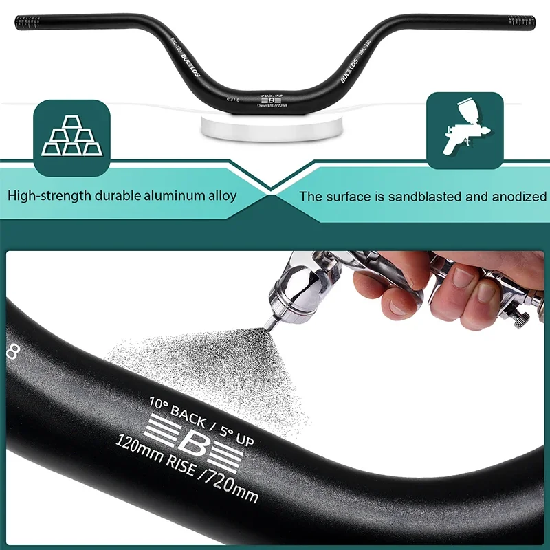 Mountain Bike Handlebar Bicycle Handlebar 31.8mm 720mm 780mm Rise 30/50/90/120mm Aluminum Alloy