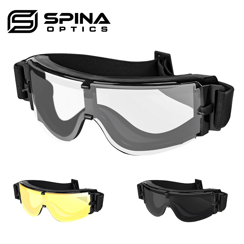 

SPINA Three In One PC Lenes Windproof And Dustproof Goggles Outdoor Shooting Glasses Hiking Glasses