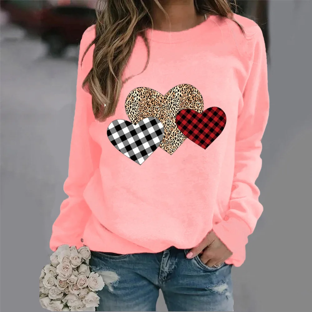Crew-neck Hoodie Leopard Print Love Print New European and American Valentine's Day Hot Sales Sweatshirt  Sweatshirts 2