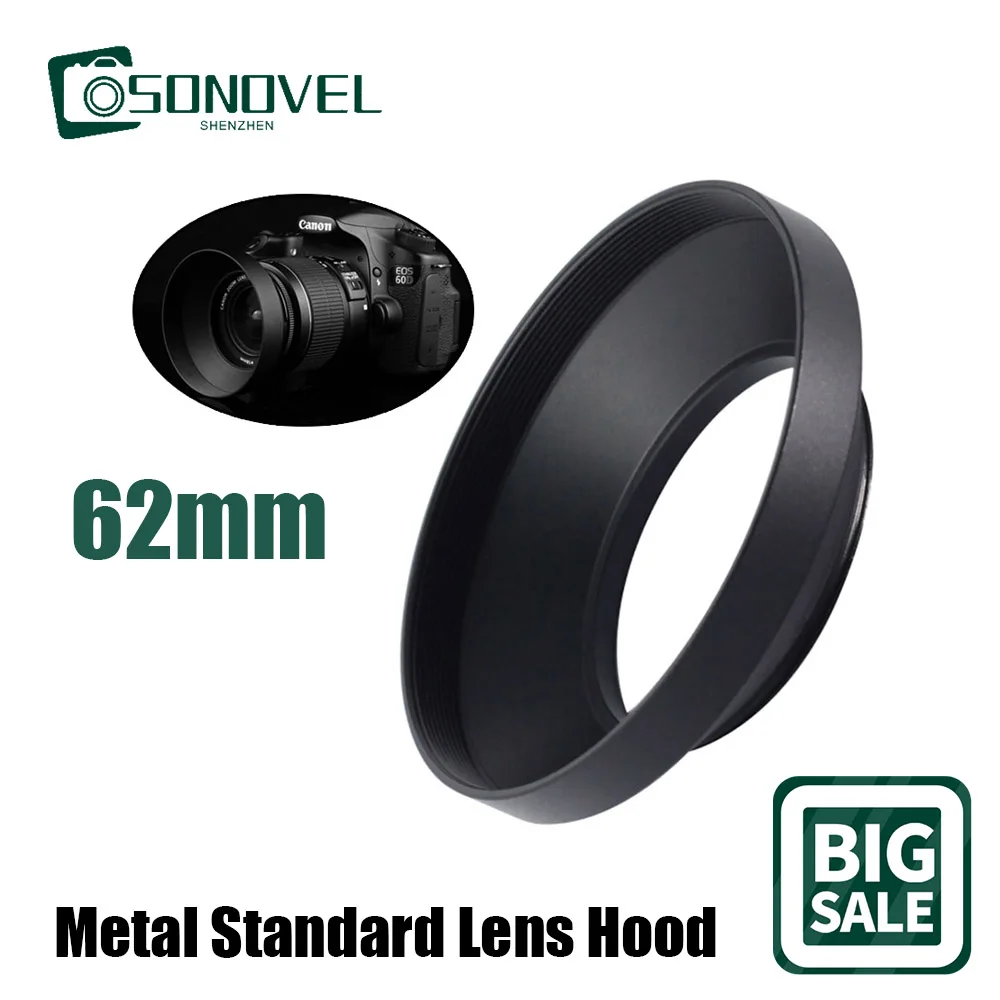 62mm Metal Wide Angle Lens Hood Cover Protector for Canon EOS Nikon