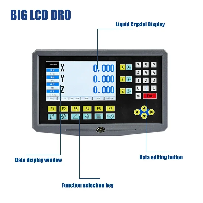 LCD DRO YH800-3 3축 디지털 디스플레이 19개 언어 지원 TTL AC110V/220V 밀링 보링 머신 EDM 리니어 스케일 인코더