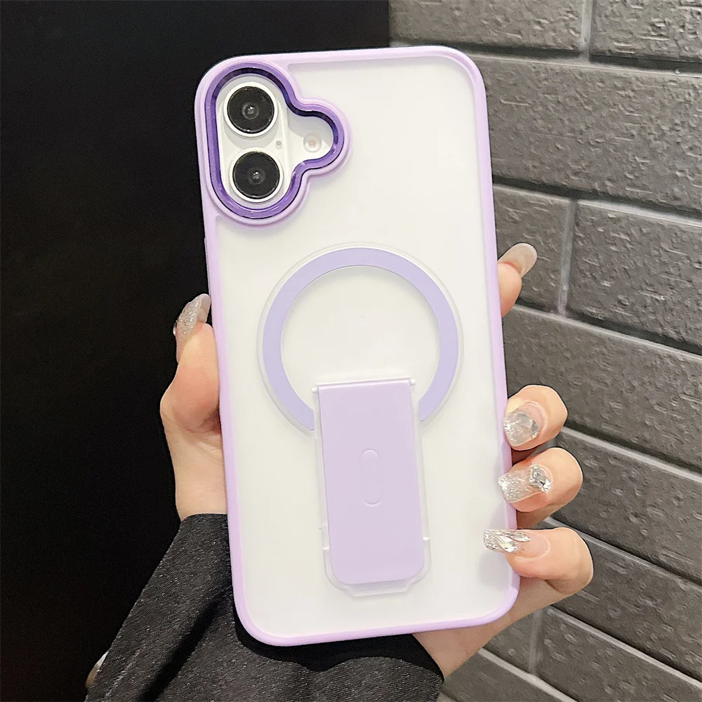 Coque de téléphone magnétique translucide mate pliable pour iPhone 16 15 14 13 12 11 Pro Max, coque arrière givrée antichoc de luxe_voghion.com