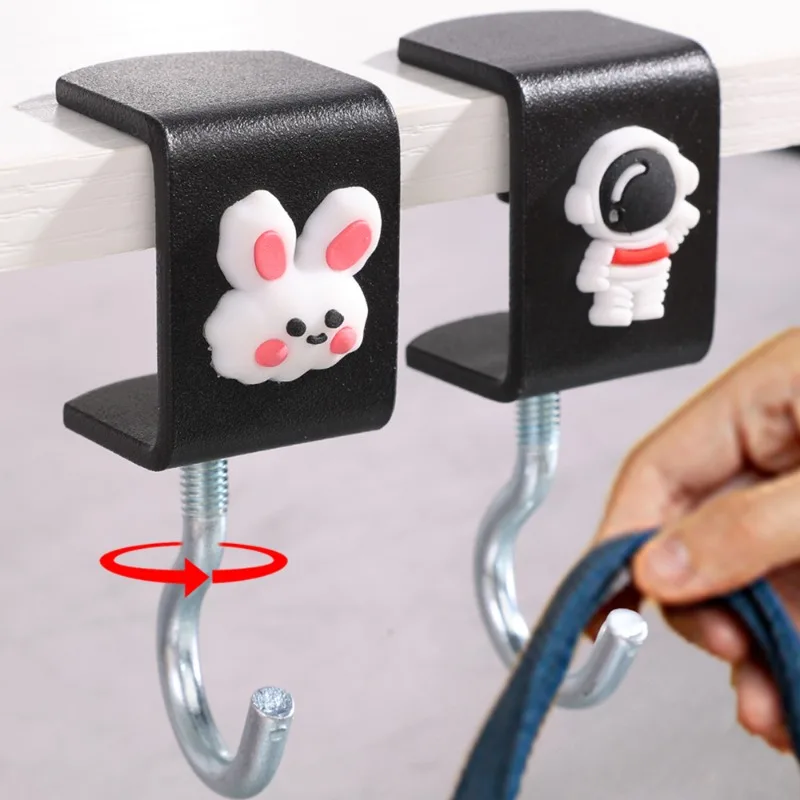 

1/2pcs Adjustable Desk Edge Hook MultiFunction Backpack Storage Hook Portable Handbag Rack Punch Free Home Storage Hanging Rack