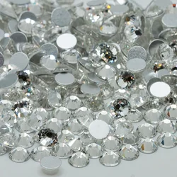 Crystal Rhinestones Collection - Non Hot Fix Flat Back Decorative Gems for Nails & Fabric Embellishments (Crystal Clear)