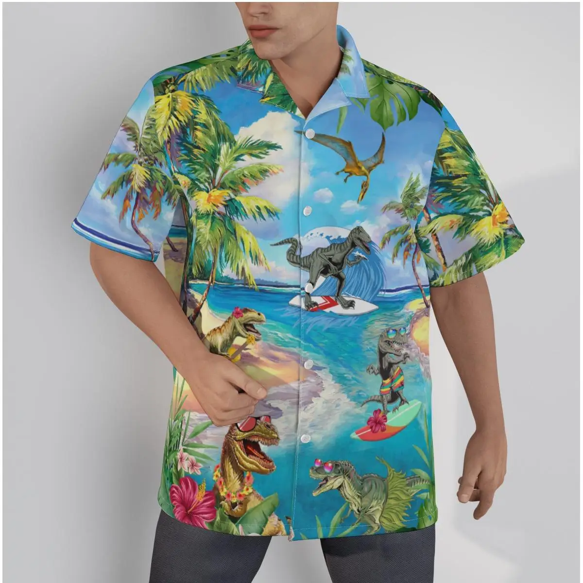 Men's Hawaiian Shirt Cool Pink Color for Man Beach Flowers Print Short Sleeve Summer Casual Button Up Tops 3D Shirts casual short sleeved shirt short sleeved shirt hawaiian shirt