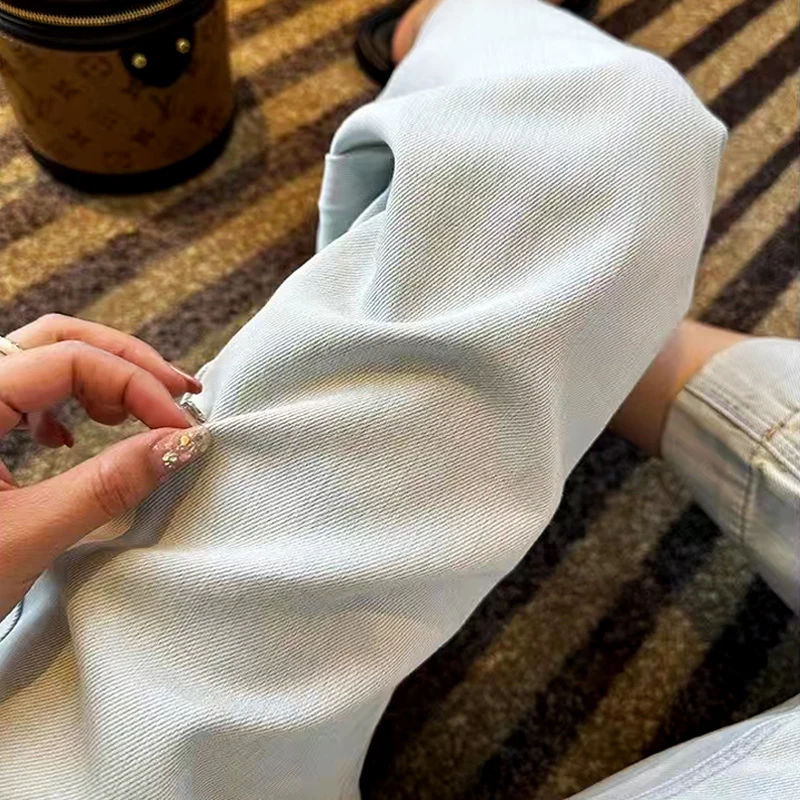 임산부 청바지 여름 얇은 와이드 레그 팬츠 아웃도어웨어 실크 9포인트 스트레이트 레그 팬츠 임산부용 봄 여름