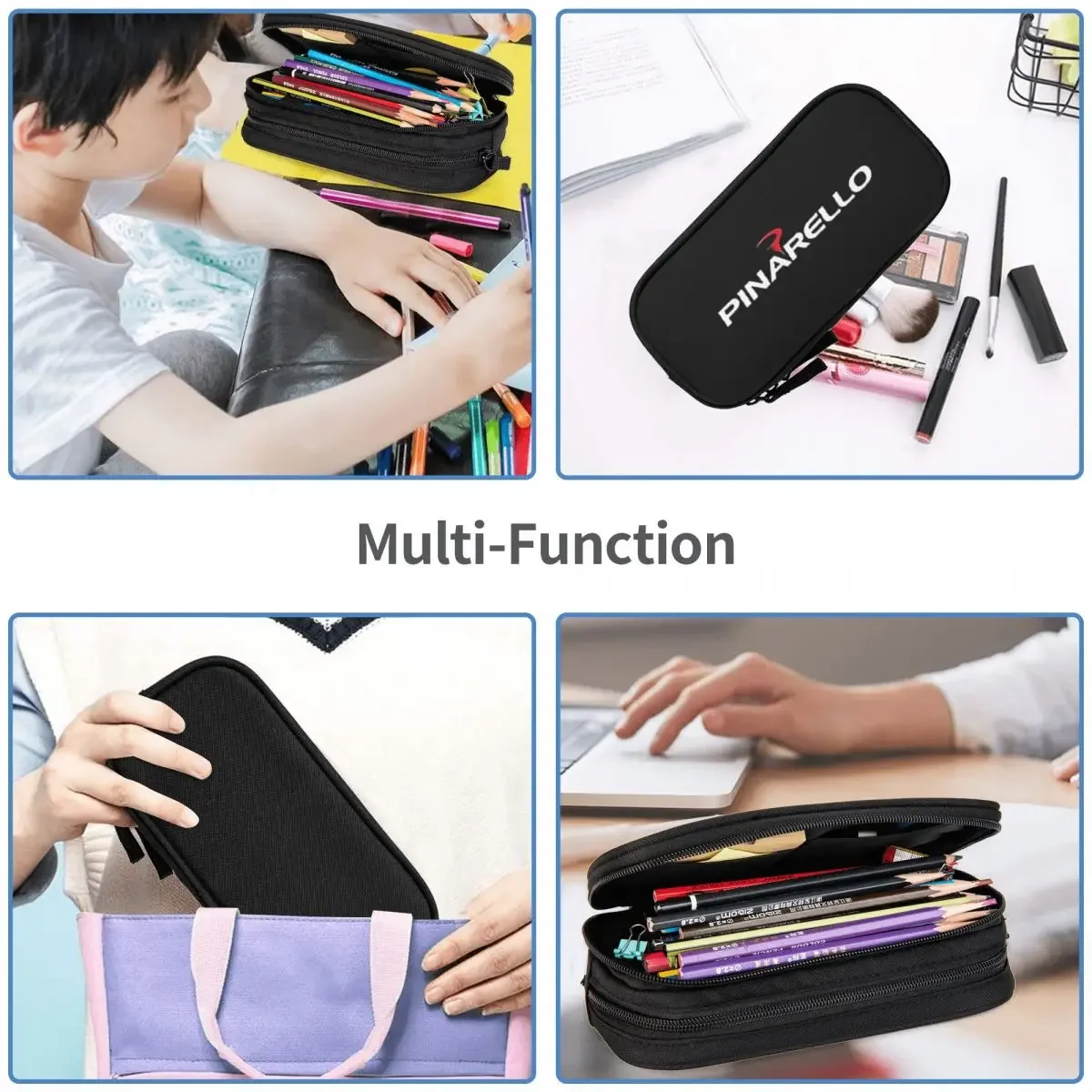 White Script Pinarello Bikes Pencil Cases Large Capacity Pen Bags Pen Box Pencil Pouch For Boys Girls Stationery School Office
