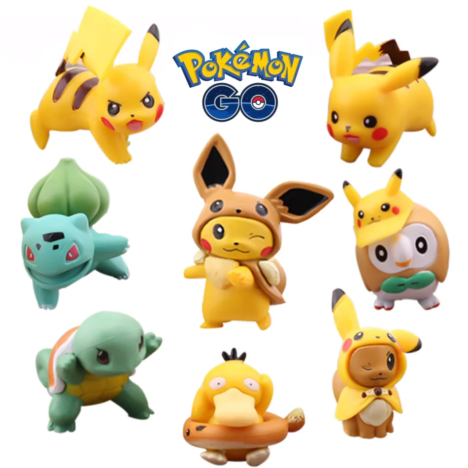 6Pcs/set Kawaii Pokemon Anime Figure Pikachu Eevee Squirtle Bulbasaur  Charmander Handmade Model Toy Decoration Birthday Gift - AliExpress