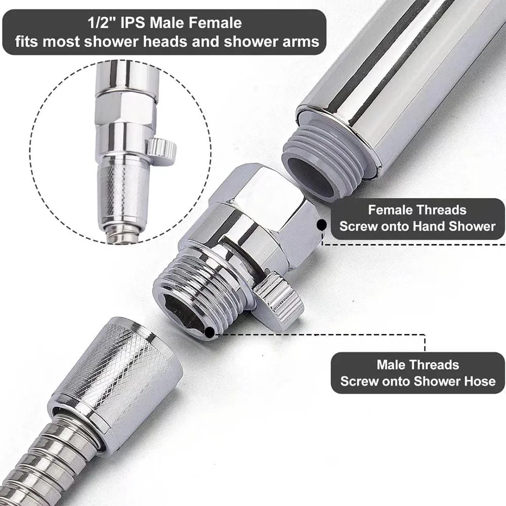 Bathroom Hand-held Shower Head Quick Shut Off Valve G1/2 Brass Flow Control Valve Water Saving Shower Switch for Bidet Sprayer