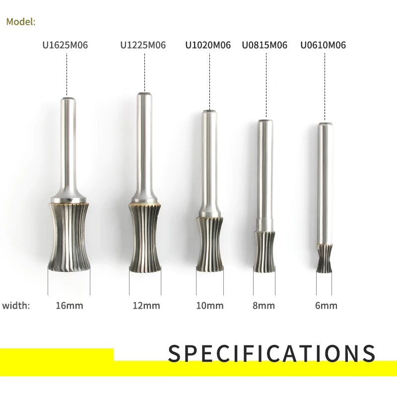 U 형 오목 곡선 보링 도구 텅스텐 강철 밀링 커터 초경 나무 조각 머리 금속 회전 파일