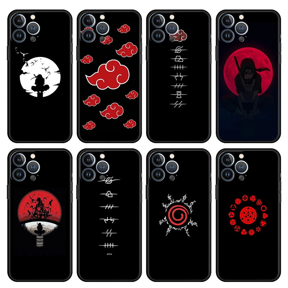 Anime Naruto Itachi Black Case for Apple iPhone 11 7 13 Pro Max 12 XR X 6 12 Mini 5 6 Plus SE Phone Cover Shell Hot Original Bag iphone 13 leather case