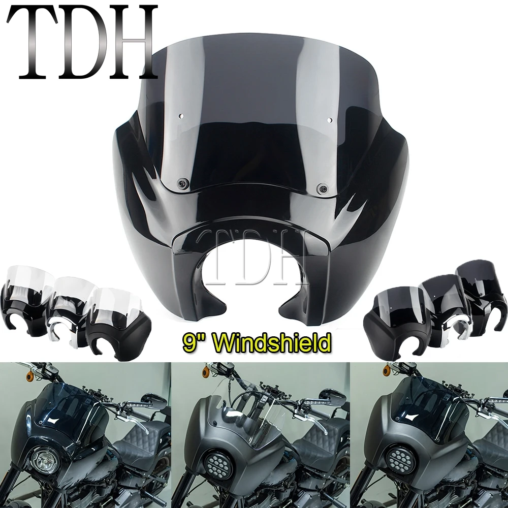 

Обтекатель фары для Harley Softail Low Rider S 114 117 FXLRS 2020-22, спортивный обтекатель, наружный 9-дюймовый ветровой экран, комплект кронштейна для перемещения