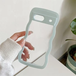 Chic Wave Transparent Phone Case in Macaron Colors - Fashionable & Shockproof Cover for Google Pixel 9 (Blue)