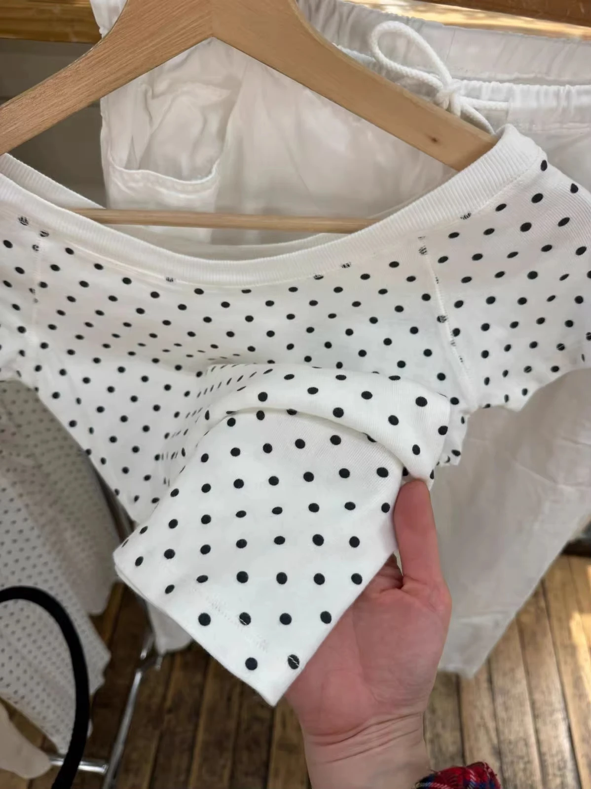 Slash Neck Short Raglan sleeve Cotton Tee Shirts Women Casual Preppy Style White Slim Tshirts Female Sweet Polka Dot T-shirt Y2K 5