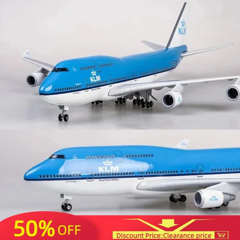 

Scale 47CM Airplane 747 B747 KLM 1/157 Royal Dutch Airlines Model W Light & Wheel Diecast Resin Plane For Collection Toys Gift