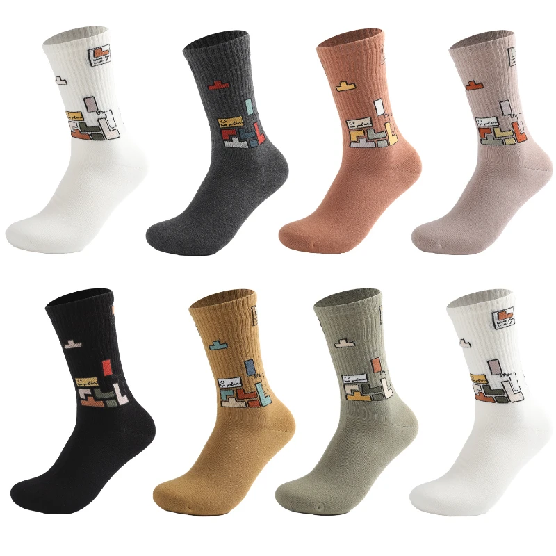 

Men's socks 100% cotton trend medium tube sports socks medium tube combed cotton boneless socks 6 pairs