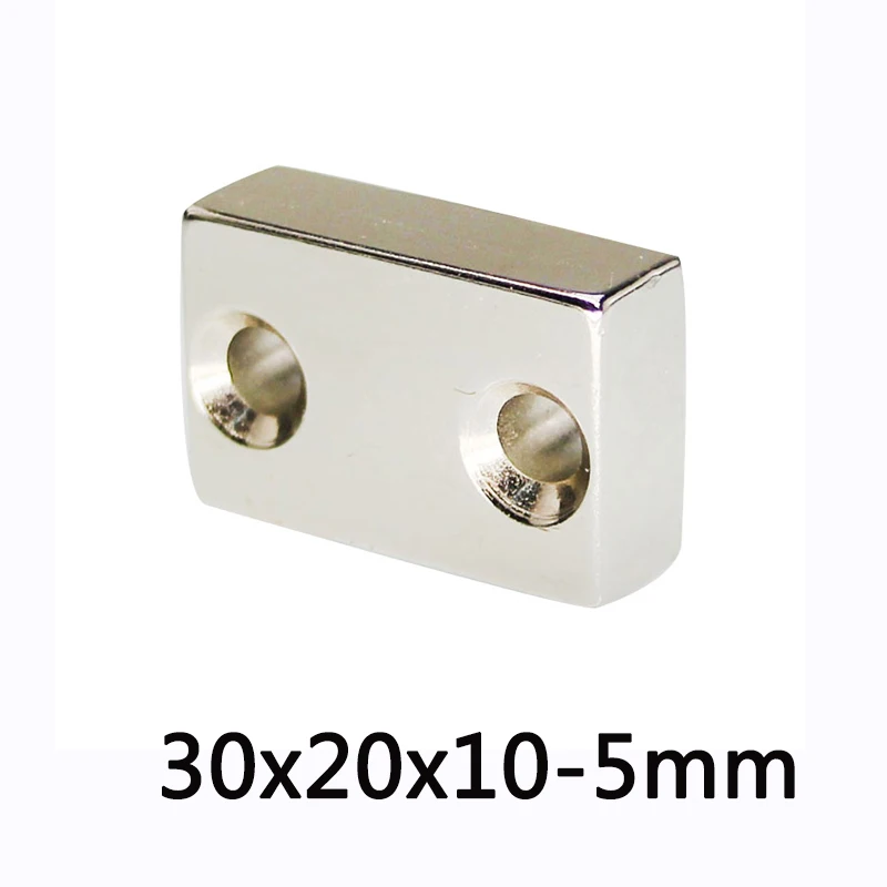 

Strong Quadrate Magnet 2 holes 5mm Powerful NdFeB Magnets 30x20x10-5mm Block Rare Earth Magnets 30*20*10-5mm