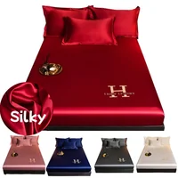 Luxury Rayon Stain Fitted Sheet Silky Solid Color Bed Sheet Elastic Band Sheets Smooth Bedsheet Bed Linen Mattress Cover 150/180 1