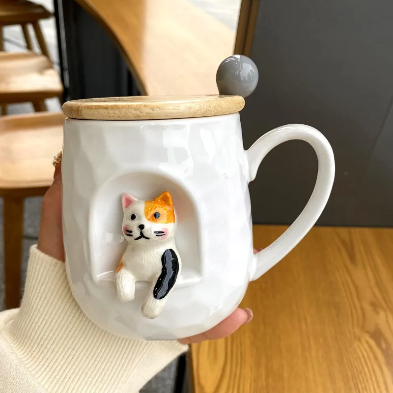 

3D кофейная кружка с милым котом, керамические кружки с животными, чашки для кофе, чашка для молока и чая, чашка для питья и воды, посуда для напитков, подарки