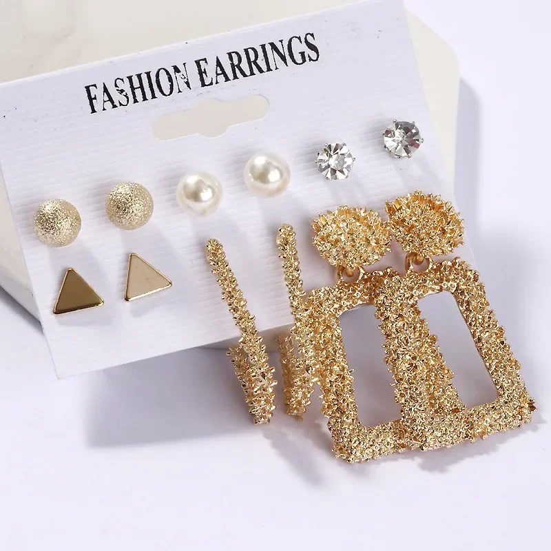 Women Earrings Set Tassel Pearl Bohemian Fashion Geometric Kolczyki Hoop dangle earrings,hoop earrings,pearl earrings,crystal tassel earrings