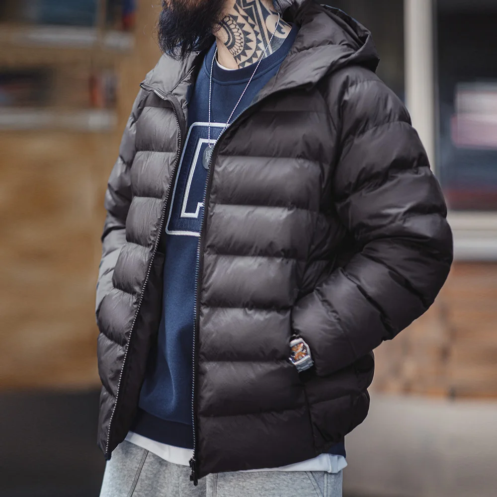 Cotton Jacket Parka Coat Parkas Coat Maden Casual Lightweight Waterproof Quilted Hooded Cotton-padded Jacket Men's Versatile Outerwear