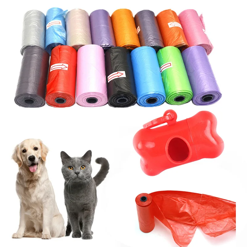 5 Rolls Pet Dog Cat Poop Bags Garbage Dispenser Collector Puppy Cat Eco