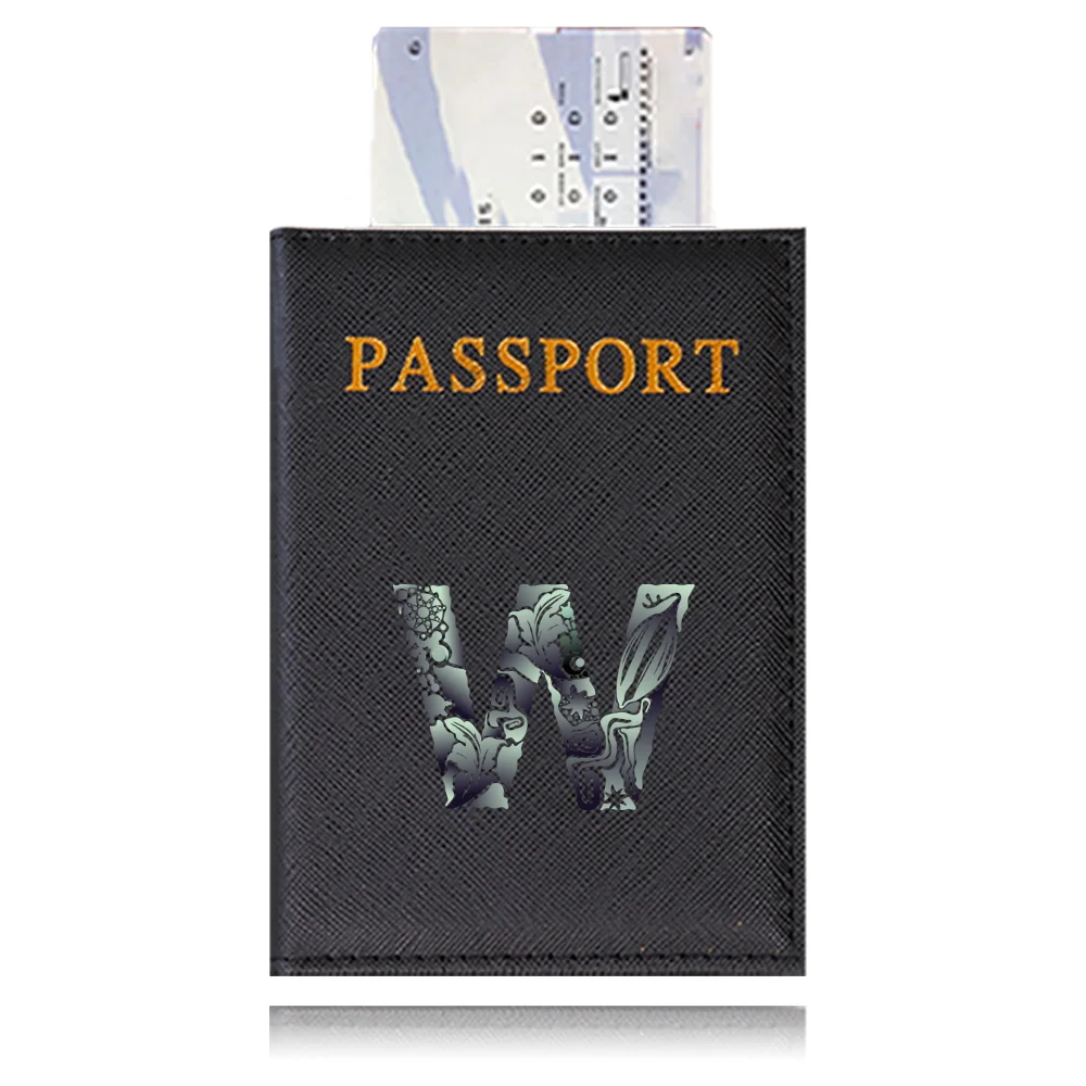 Waterproof Black Leather Passport Holder with Customizable Engraving