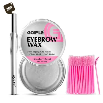 Eyebrow Wax for Styling & Fixing - Strawberry Scented Brow Styling Soap with Clean Hold - Flake-Free Clear Brow Gel Wax for Natural Soft Finish - Long Lasting Brow Shaper with Spoolie Brushes & Precision Tool