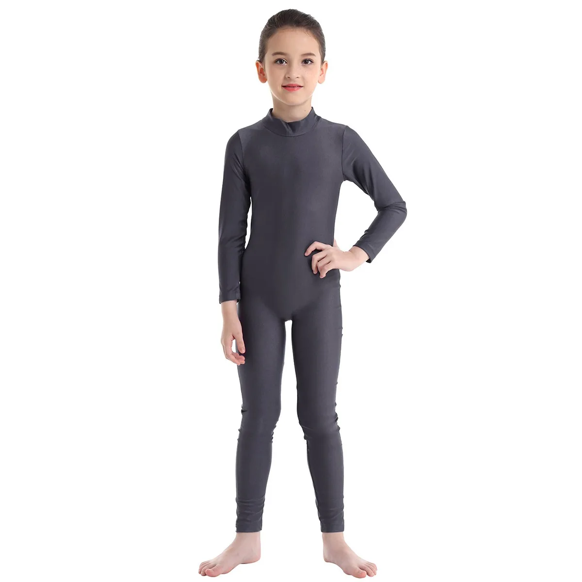 Gymnastik Trikot Für Mädchen Ballett Trikots Dancewear Bodys Lange Ärmeln Reißverschluss Overall Unitard Ballett Tanz Kleidung – Detail 2